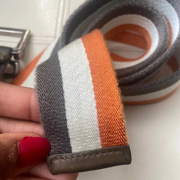 Men's Gucci Canvas Leather Trim Embellishment Belt Size Medium - Picture 4 of 5